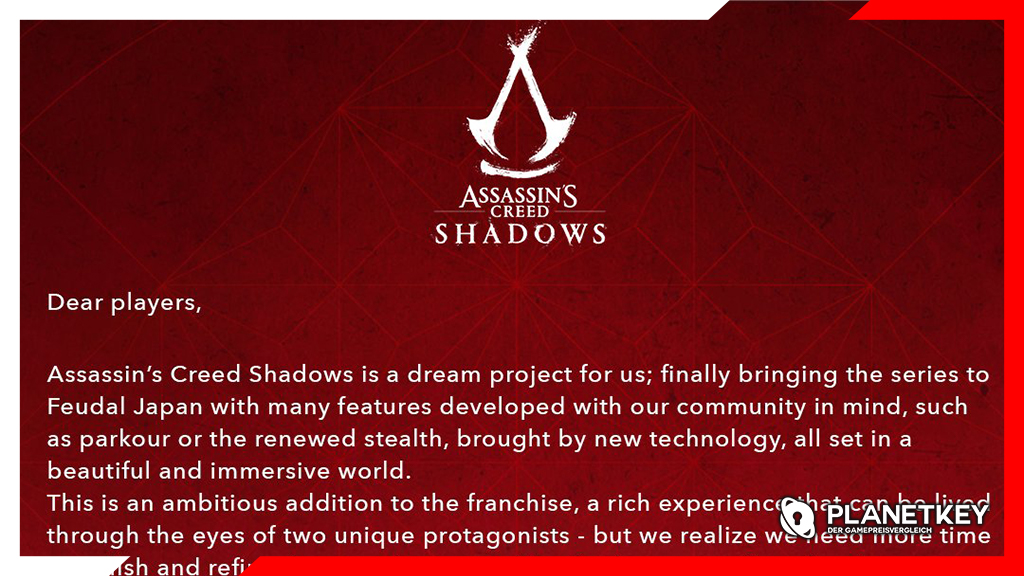 Assassin's Creed Shadows: Release auf 2025 verschoben