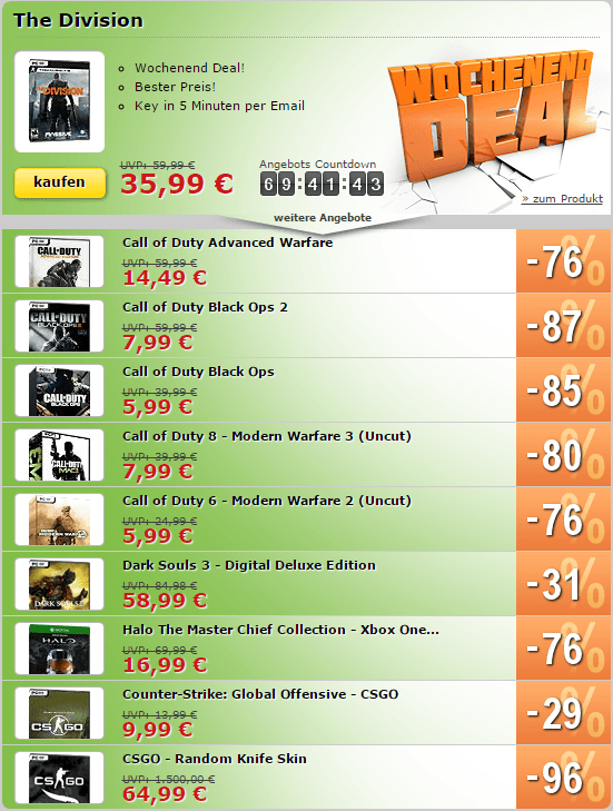 CS:GO , The Division uvm. zum Hammerpreis!