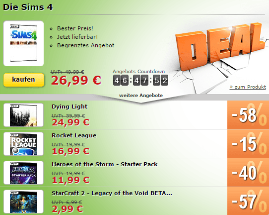 Die Sims 4, Dying Light, Rocket League und mehr zum Hammer Preis bei MMOGA! 