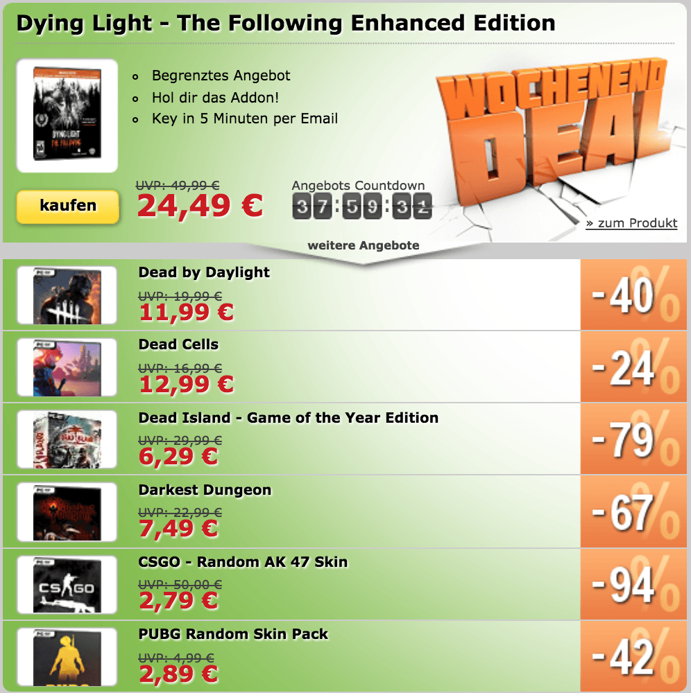 Dying Light, Dead by Daylight, Dead Cells, Dead Island und vieles mehr...