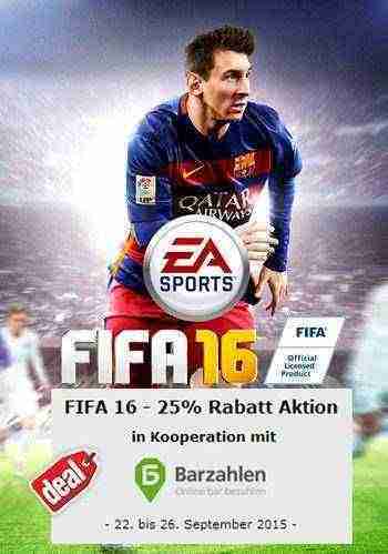 FIFA 16 mit 25% Rabatt bei MMOGA mit Barzahlung! 