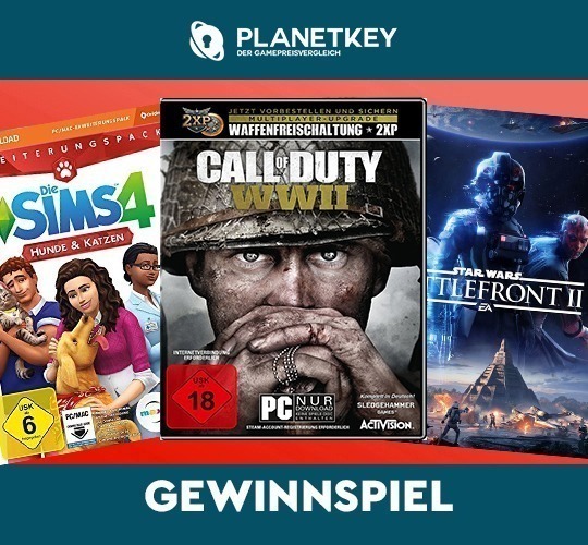 Gewinnspiel Cod WW2, SW Battlefront 2, Die Sims 4 Hunde und Katzen 