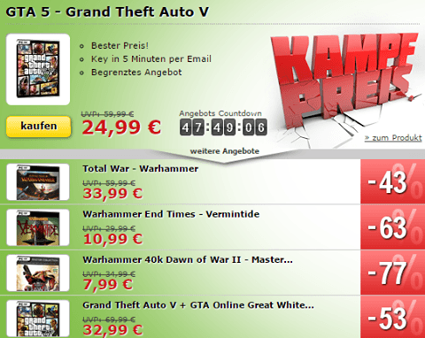 GTA V, Total War -Warhammer und mehr im Angebot!