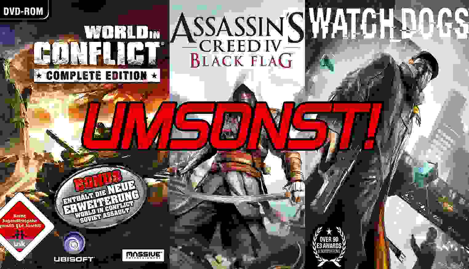 Jetzt Watch Dogs, AC Black Flag und World in Conflict [Complete] kostenlos abgreifen!