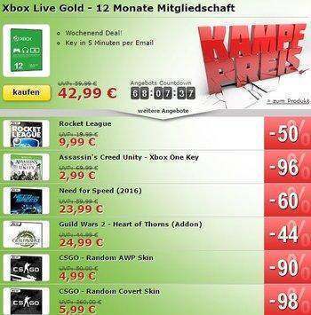 KrÃ¤ftig sparen bei der Xbox Live Gold 12 Monate Mitgliedschaft!
