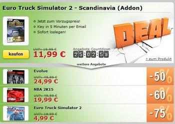 MMOGA Deal mit Euro Truck Simulator 2 - Scandinavia (Addon), Evolve und mehr!