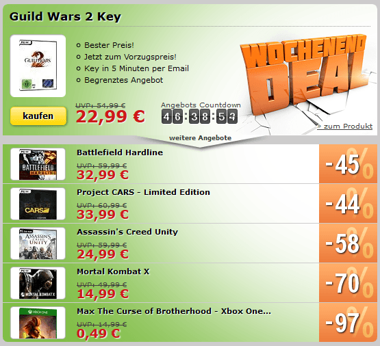 MMOGA Deal mit Guild Wars 2, Battlefield Hardline, Project Cars - Limited Edition und mehr!