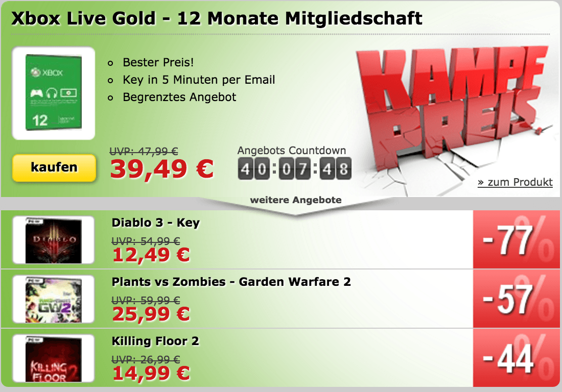 MMOGA Kampfpreise mit Diablo 3, XBOX Live usw.