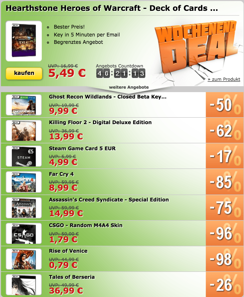 MMOGA Weekenddeals 3.-5. Februar