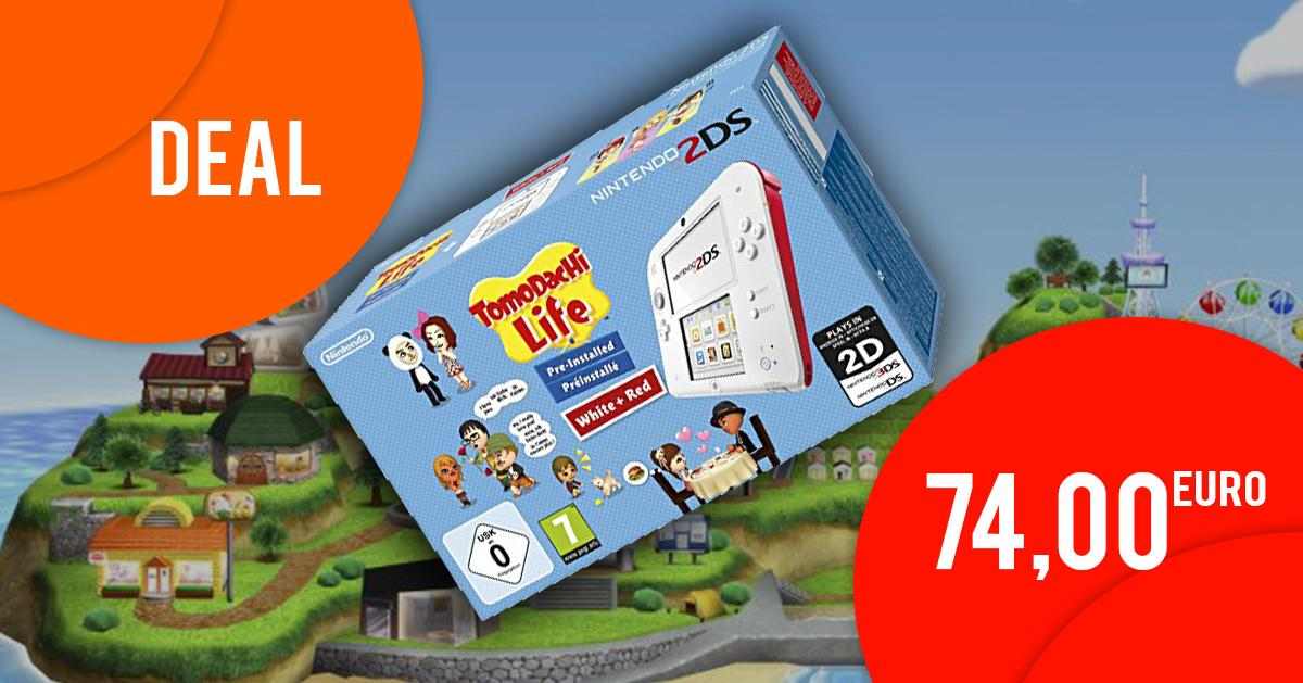 Nintendo 2DS weiÃŸ-rot + Tomodachi Life fÃ¼r 74 EUR