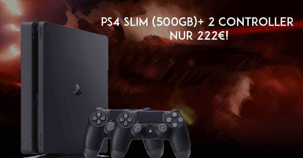 PlayStation 4 - Konsole (500GB, schwarz, slim) inkl. 2. DualShock Controller nur 222,00â‚¬!