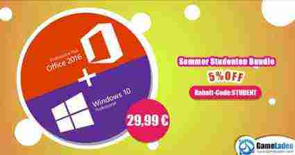 Sommer-Studenten-Bundle: Windows 10 Pro. + Office 2016 Pro.