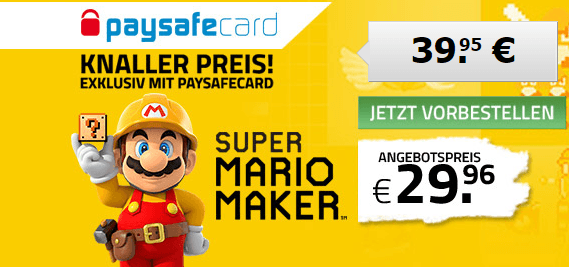 Super Mario Maker mit Paysafecard - 10 Euro gespart!Â 