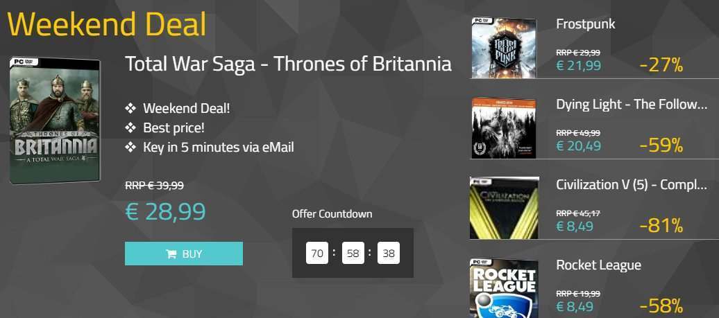 Total War Saga - Thrones of Britannia, Frostpunk, CIV 5 Complete und mehr im Angebot!