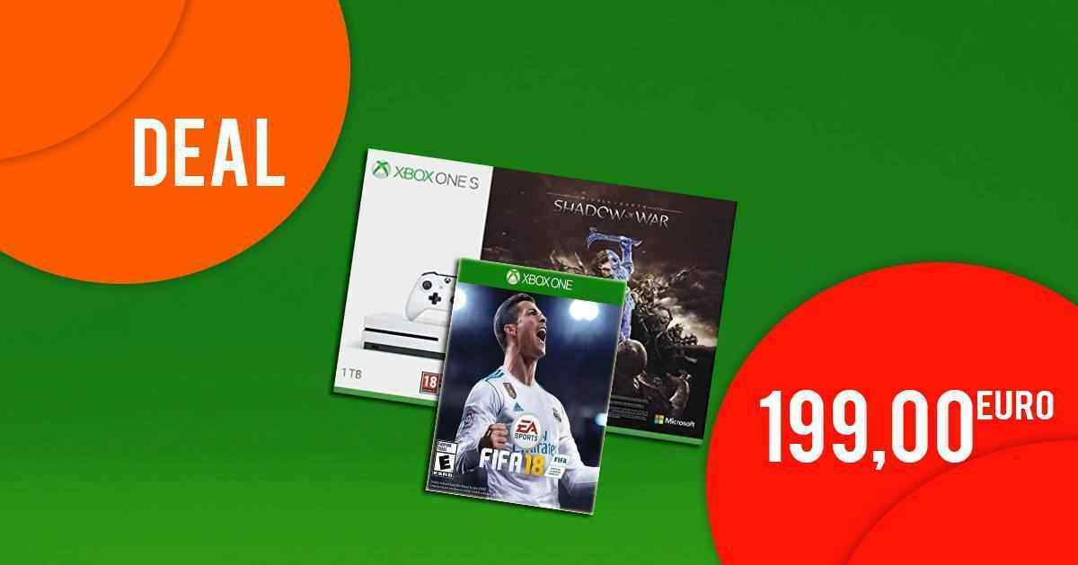 Xbox One S 1TB Konsole + Mittelerde: Schatten des Krieges + FIFA 18